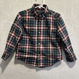 Polo Ralph Lauren Toddler Boy Plaid Button Down Natural Stretch Shirt 3/3T